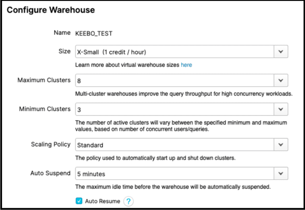 configure warehouse